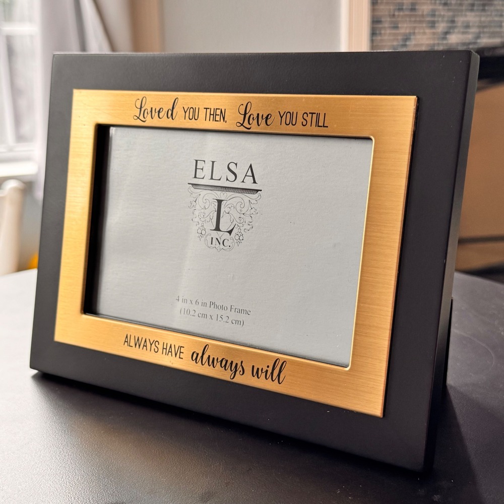 New ELSA INC Photo Frame Love You Always‎ Black Gold 4x6 In Display Gift